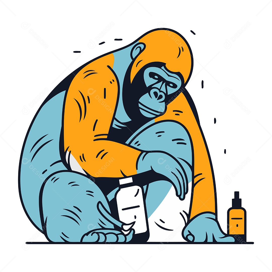 Gorila de Desenho Animado Ilustração Vetor EPS