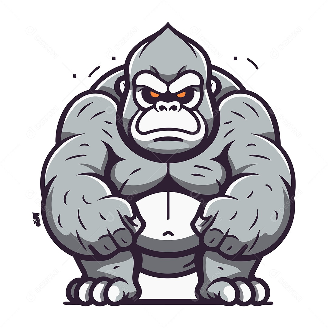 Gorila Irritado de Desenho Animado Ilustração Vetor EPS