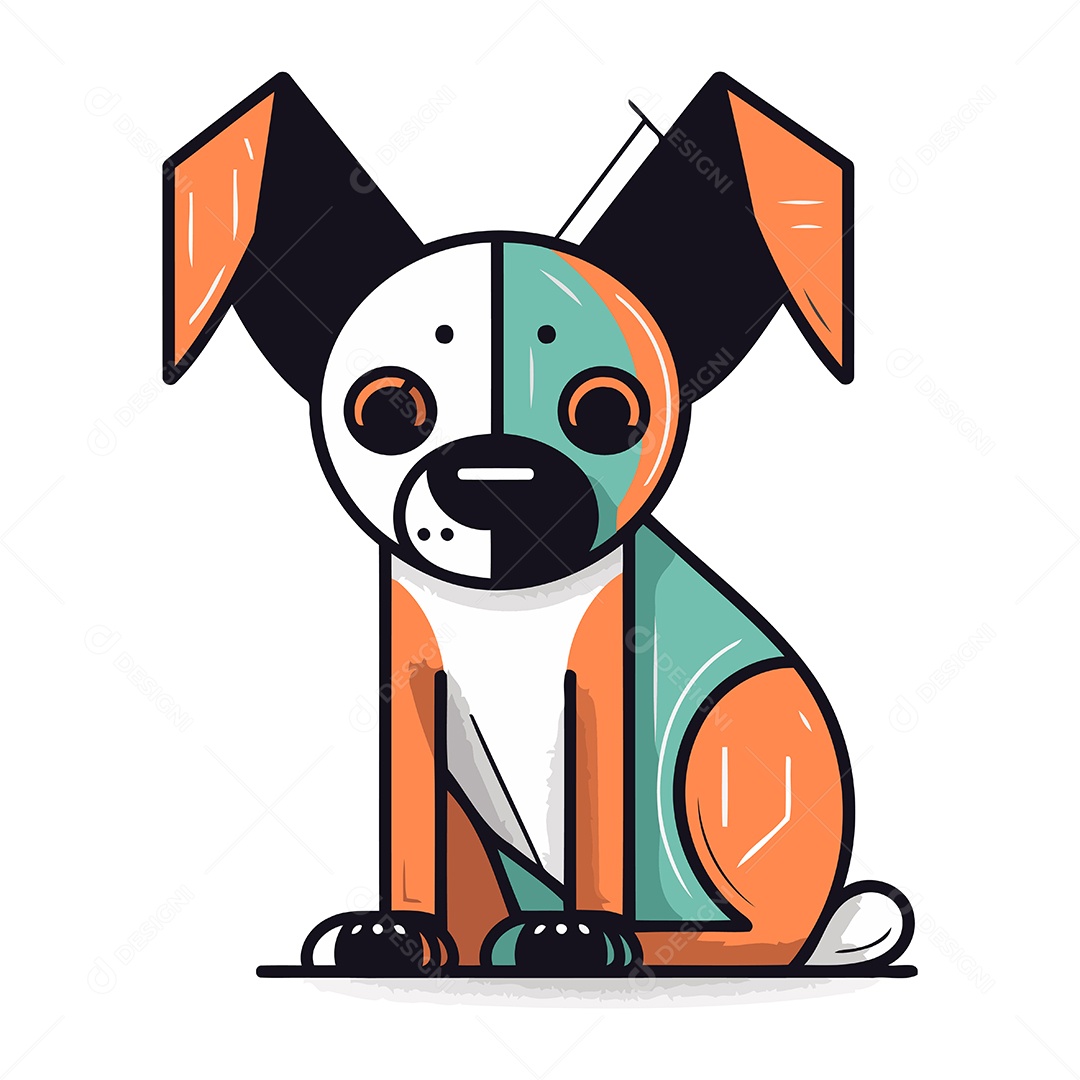 Cachorro de Desenho Animado Ilustração Vetor EPS