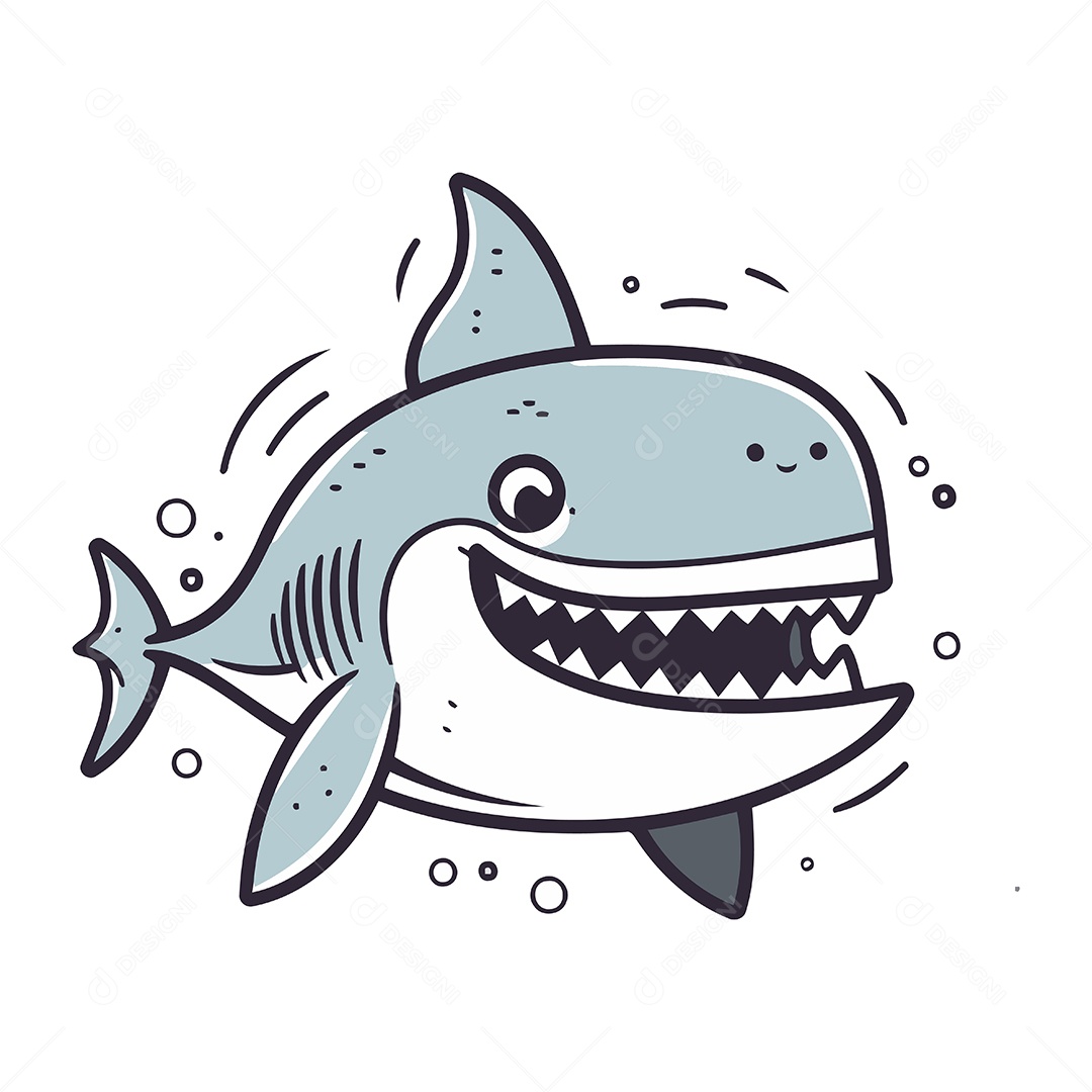 Tubarão de Desenho Animado Ilustração Vetor EPS