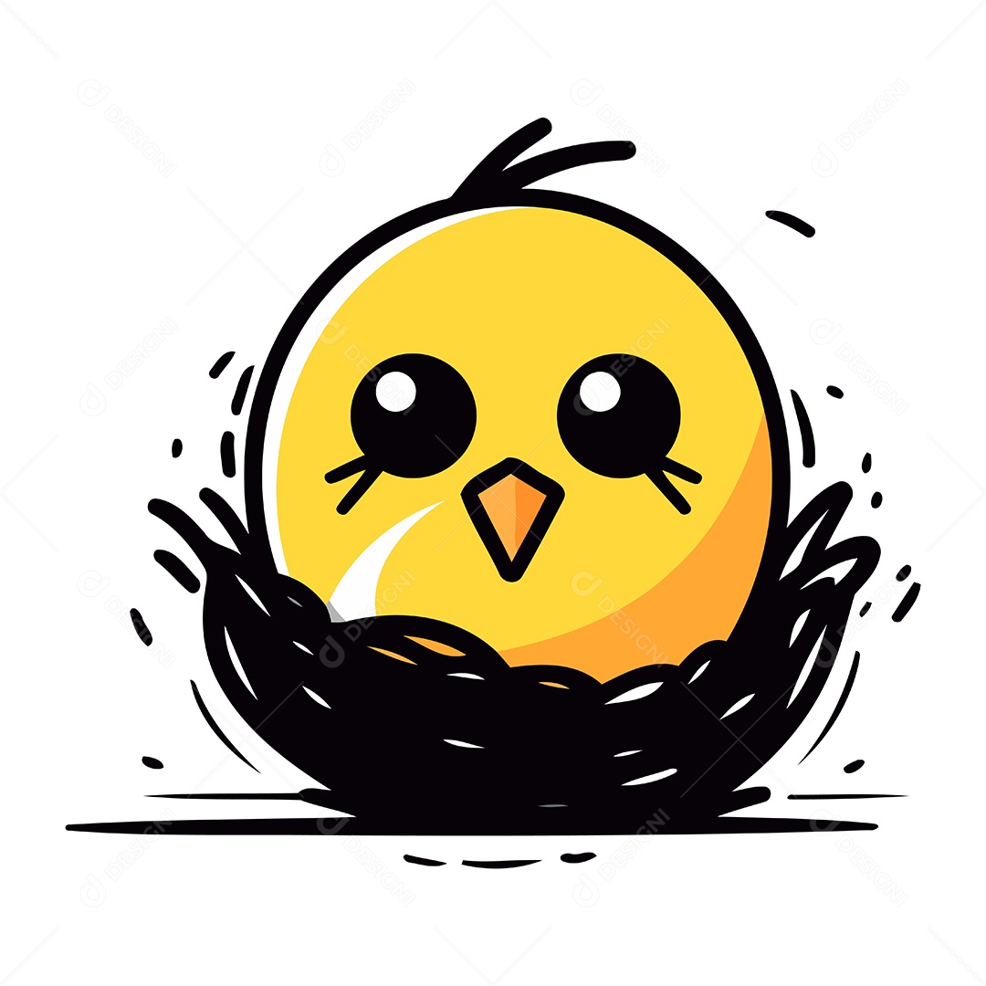 Pássaro Fofo no Ninho Ilustração Vetor EPS