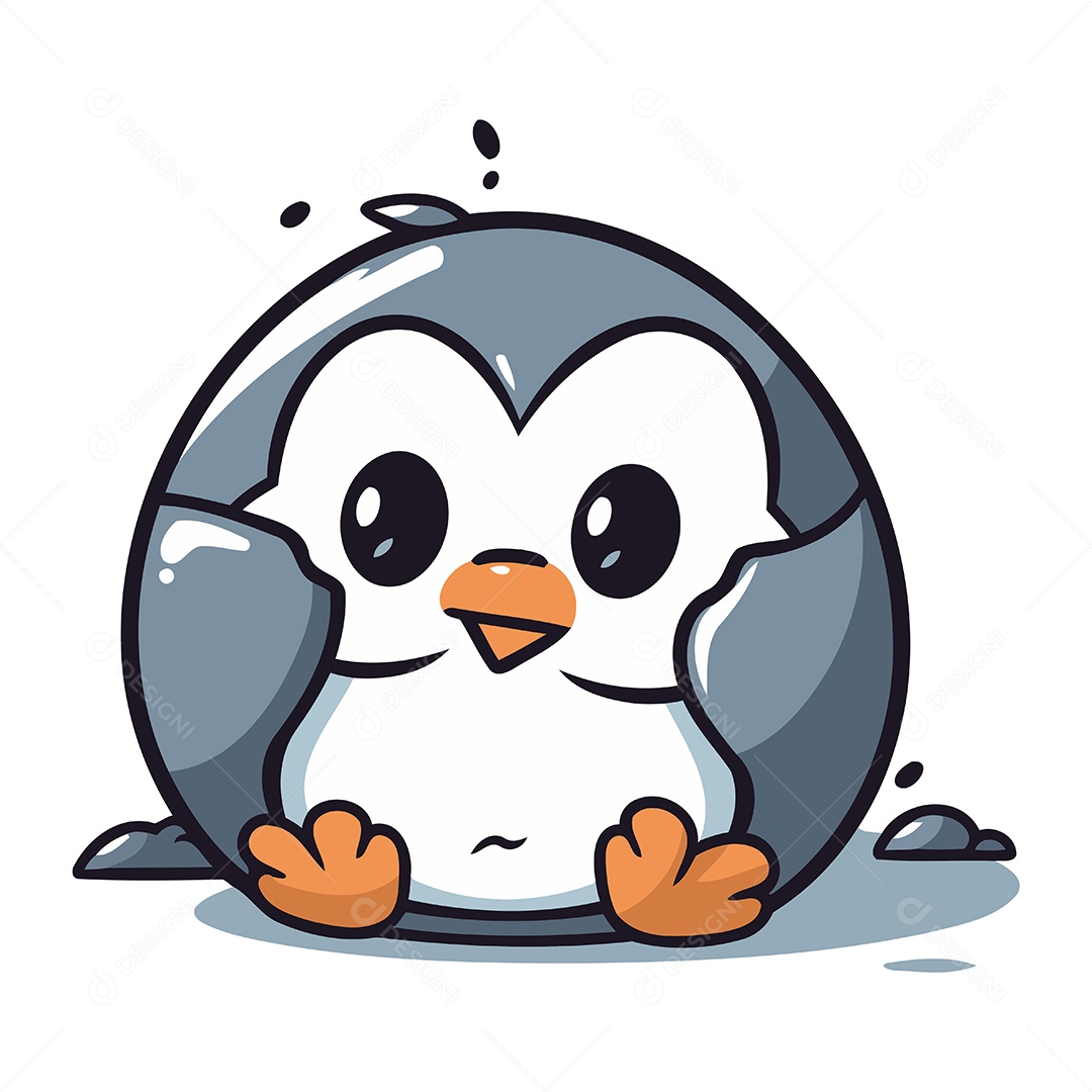 Pintinho Fofo de Desenho Animado Ilustração Vetor EPS