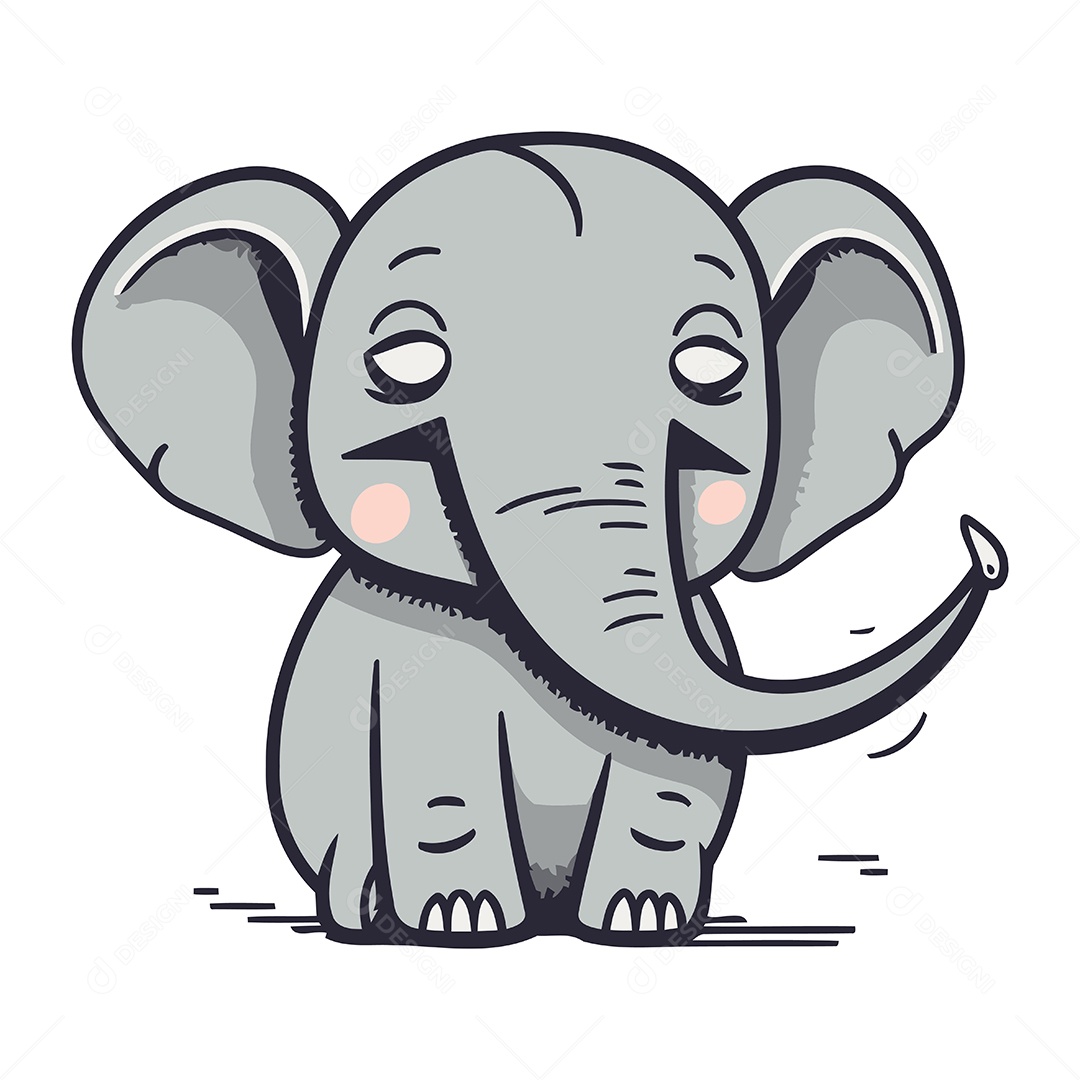 Elefante de Desenho Animado Ilustração Vetor EPS
