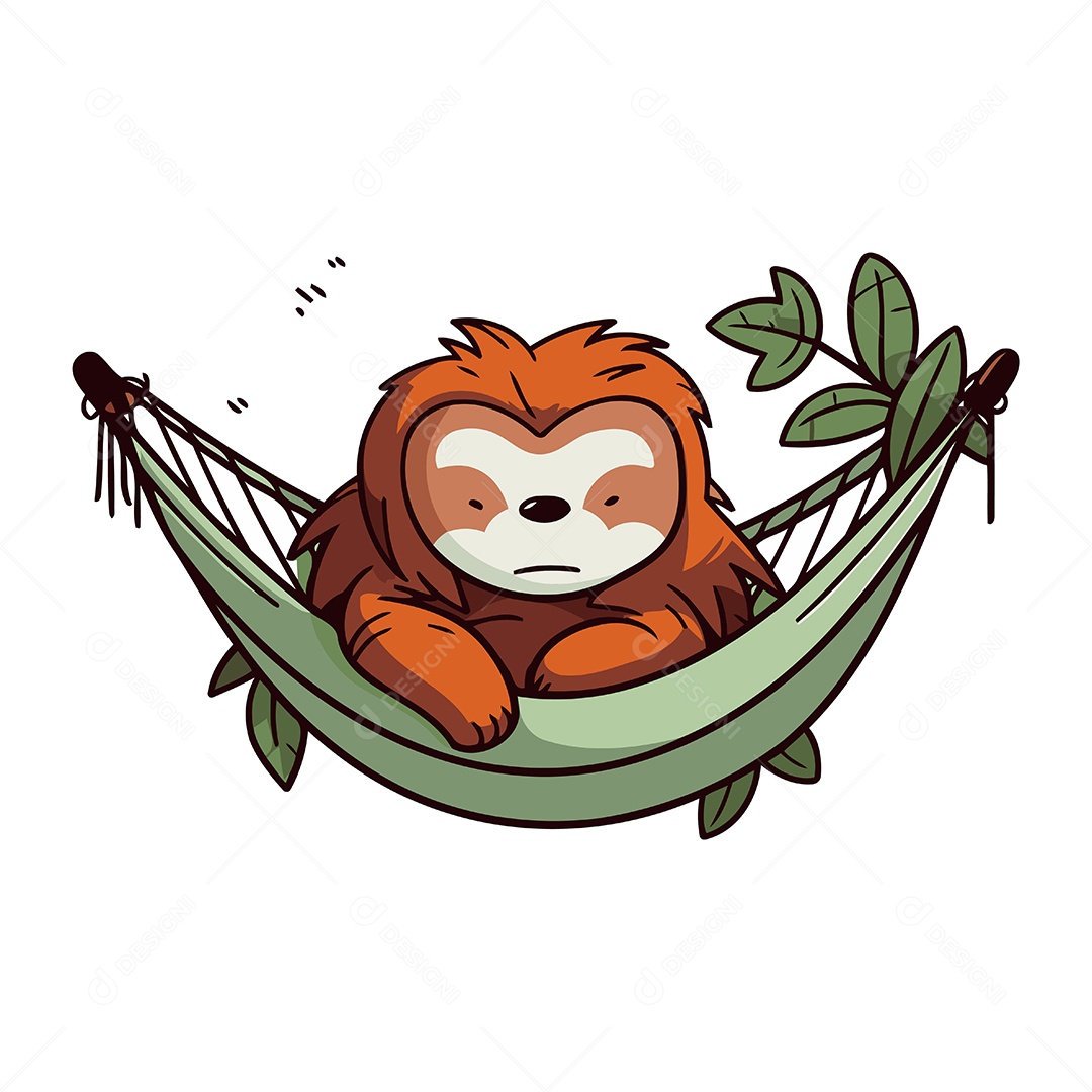 Macaco Fofo em uma Rede Ilustração Vetor EPS