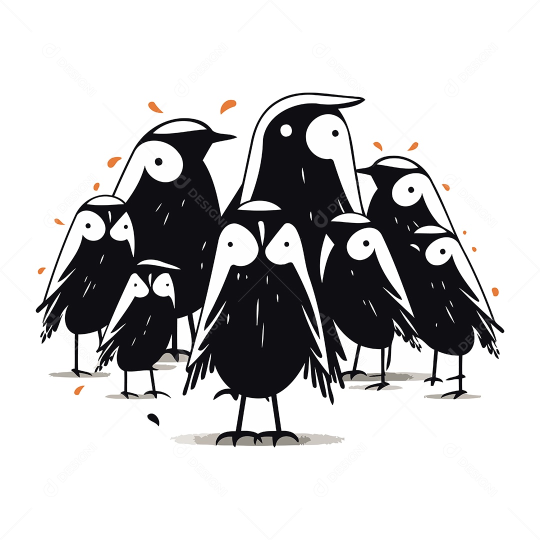 Pinguins de Desenho Animado Ilustração Vetor EPS