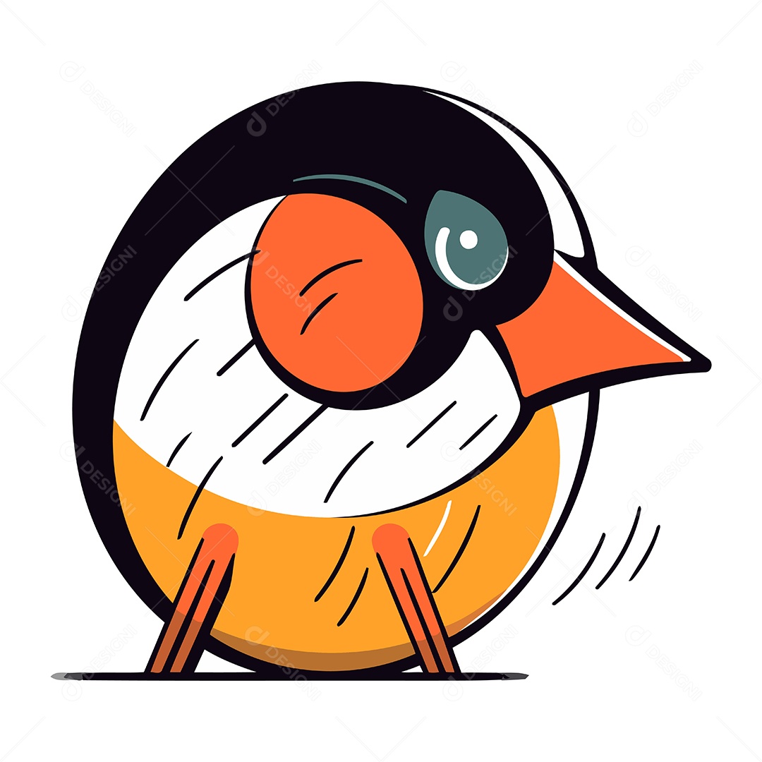 Pássaro Engraçado de Desenho Animado Ilustração Vetor EPS