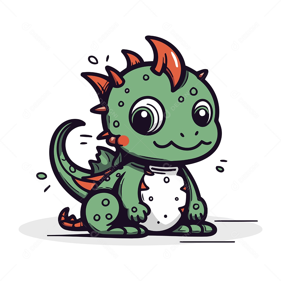 Dragão Fofo de Desenho Animado Ilustração Vetor EPS