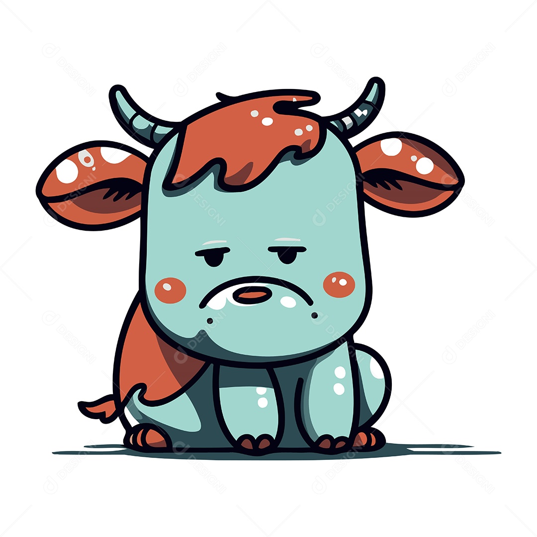 Vaca Fofa de Desenho Animado Ilustração Vetor EPS
