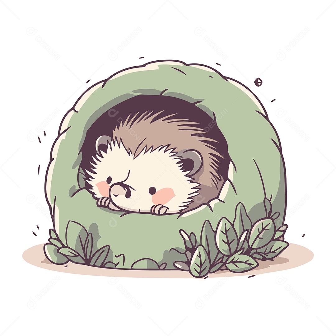 Ouriço Fofo de Desenho Animado Ilustração Vetor EPS