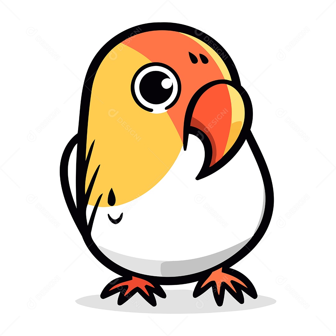 Papagaio Fofo de Desenho Animado Ilustração Vetor EPS