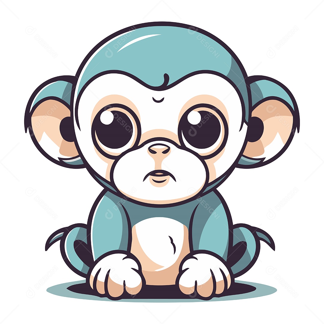 Macaco Fofo de Desenho Animado Ilustração Vetor EPS