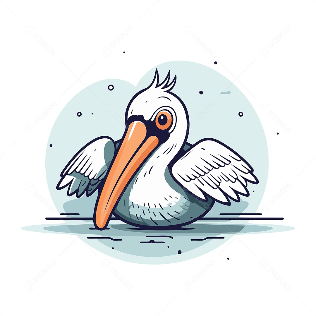 Pelicano de Desenho Animado Ilustração Vetor EPS