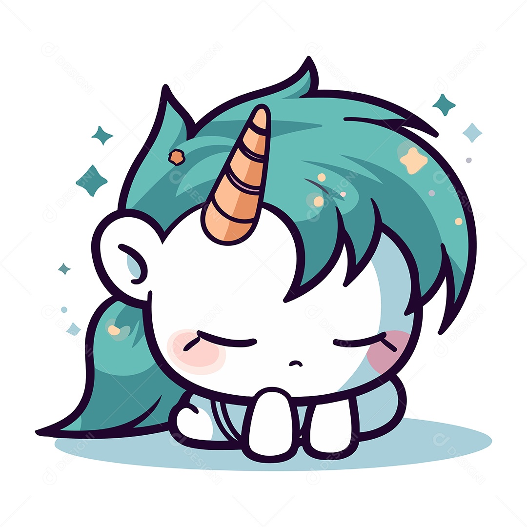 Unicórnio Fofo de Desenho Animado Ilustração Vetor EPS