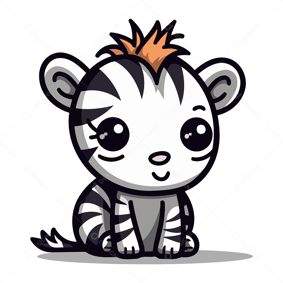 Zebra Fofa de Desenho Animado Ilustração Vetor EPS