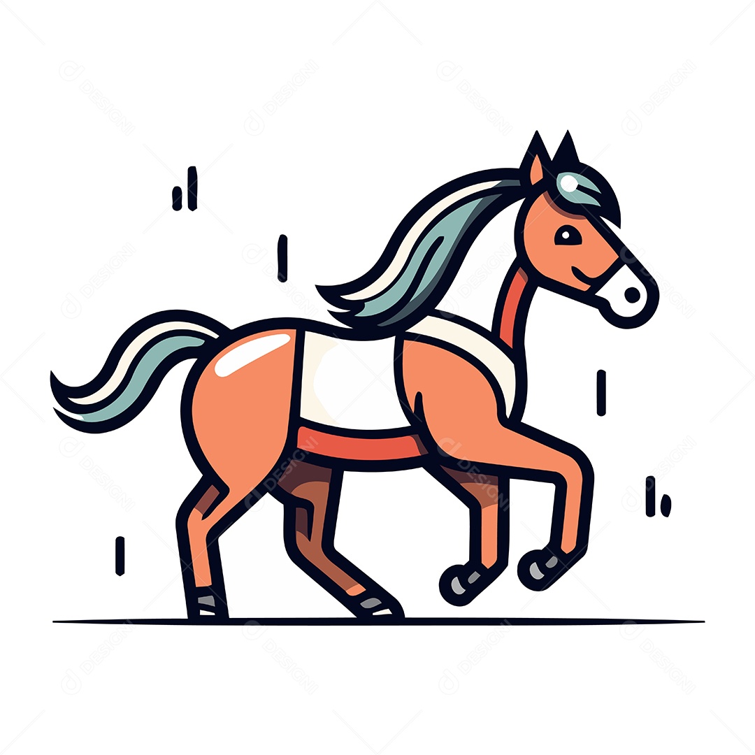 Cavalo de Desenho Animado Ilustração Vetor EPS