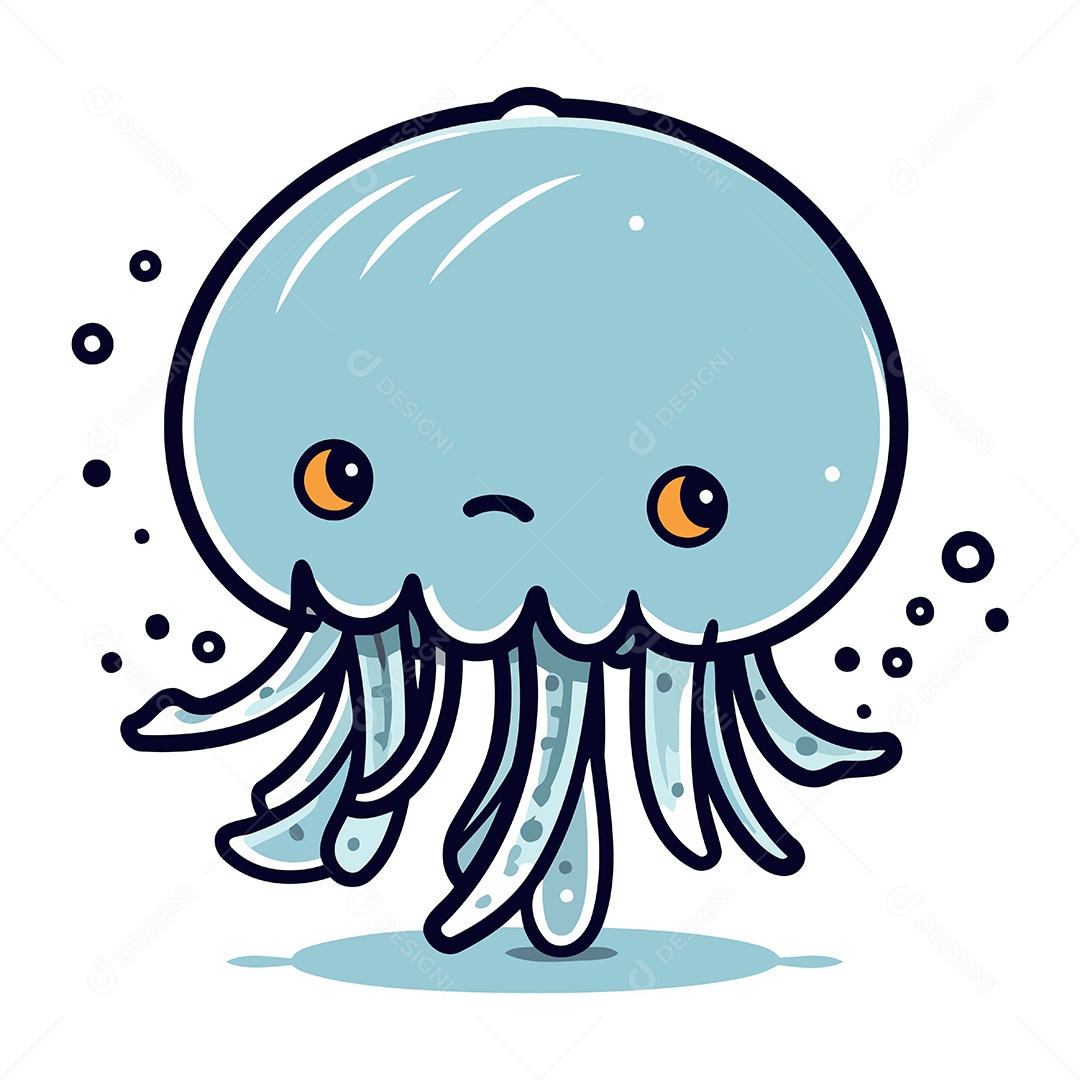 Água Viva de Desenho Animado Ilustração Vetor EPS