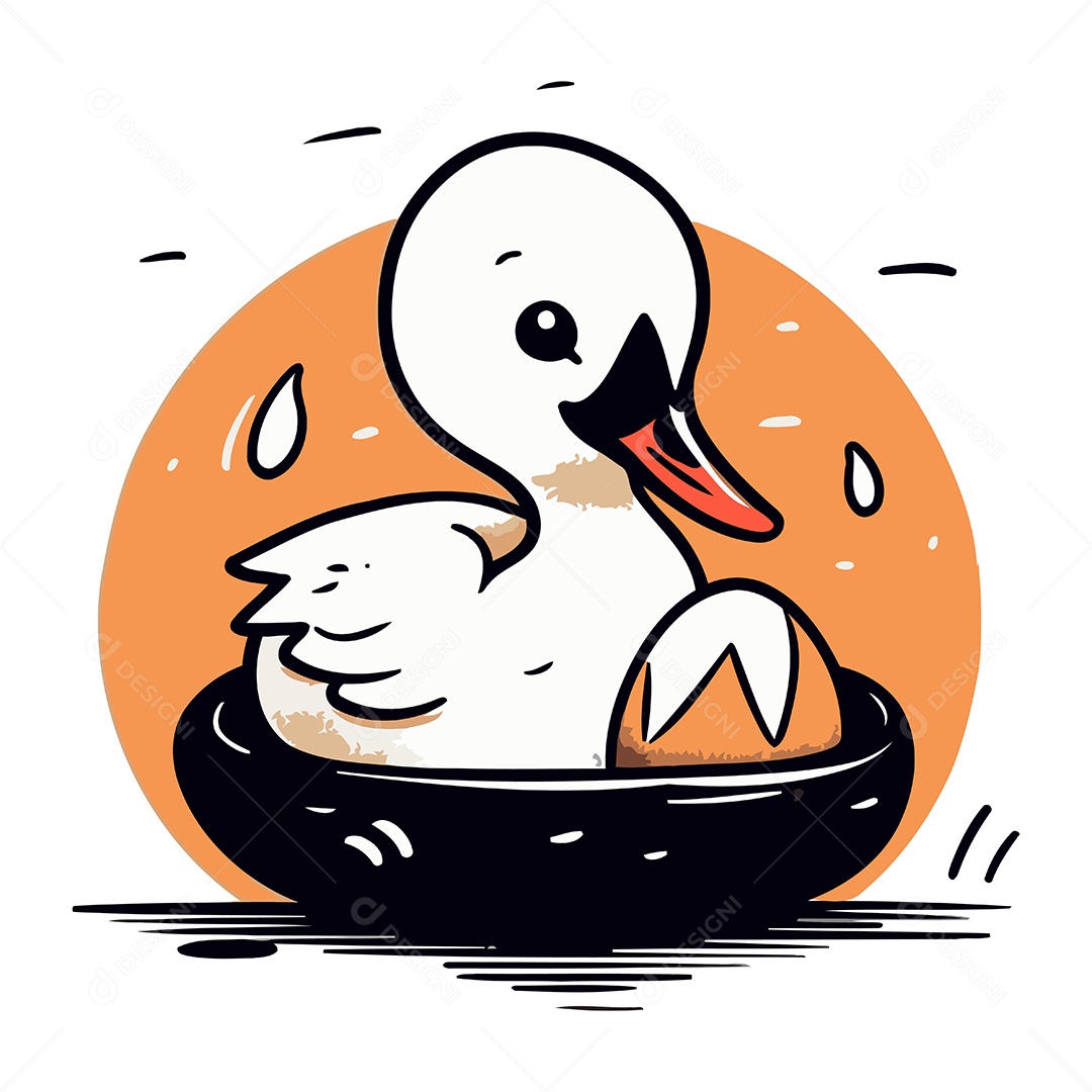 Pato Fofo de Desenho Animado Ilustração Vetor EPS