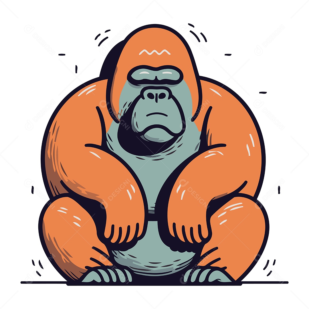 Gorila de Desenho Animado Ilustração Vetor EPS