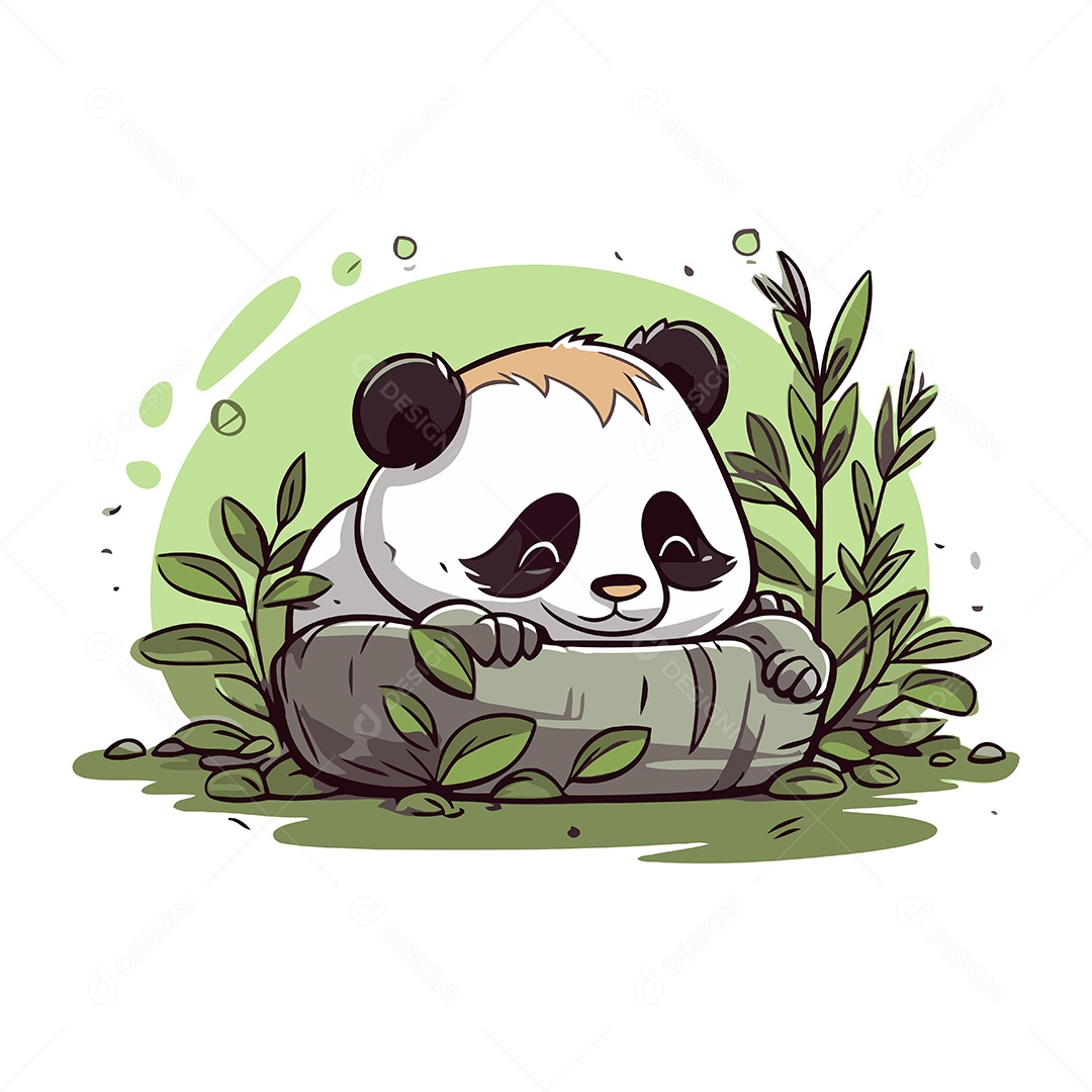 Urso Panda Fofo de Desenho Animado Ilustração Vetor EPS
