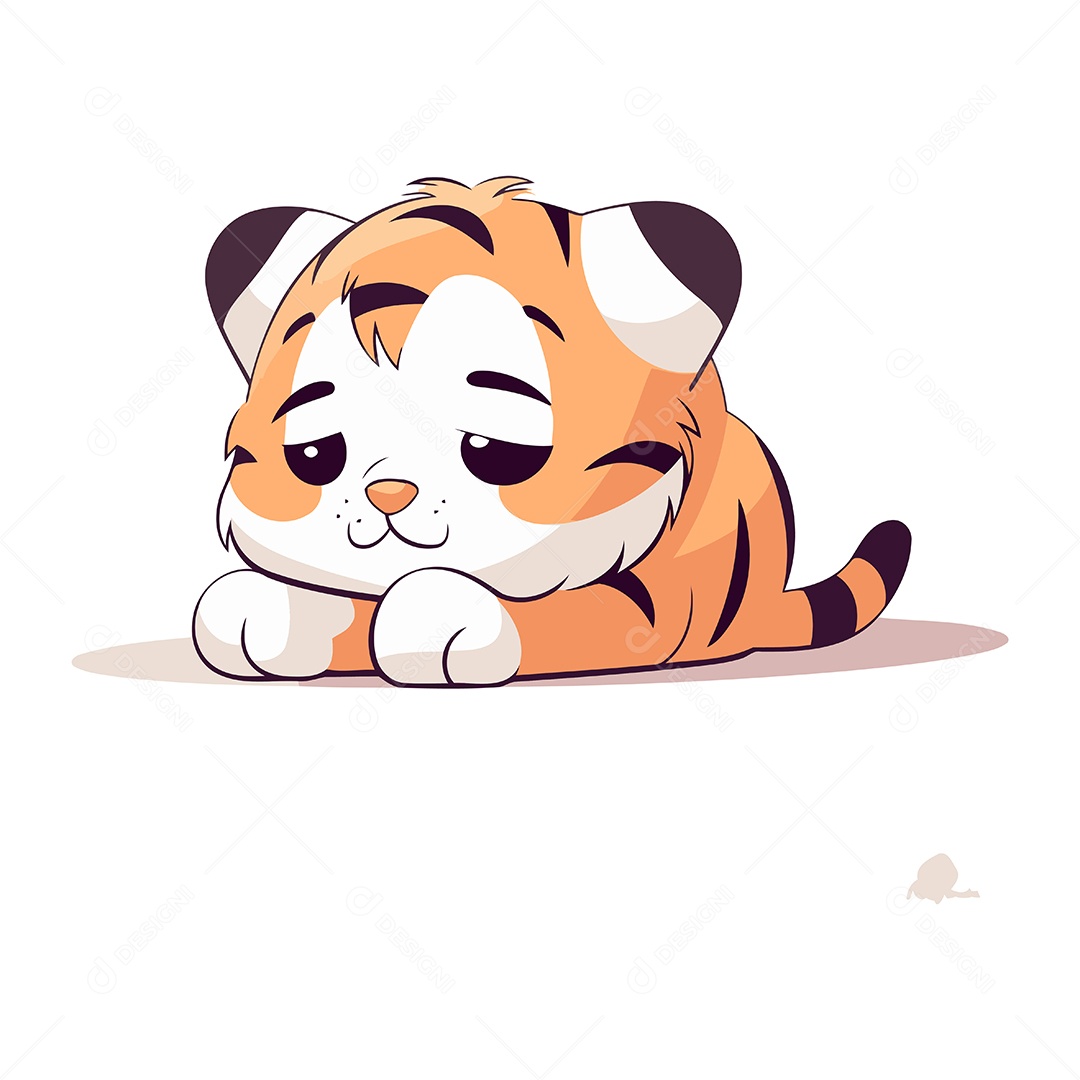 Tigre Fofo de Desenho Animado Ilustração Vetor EPS