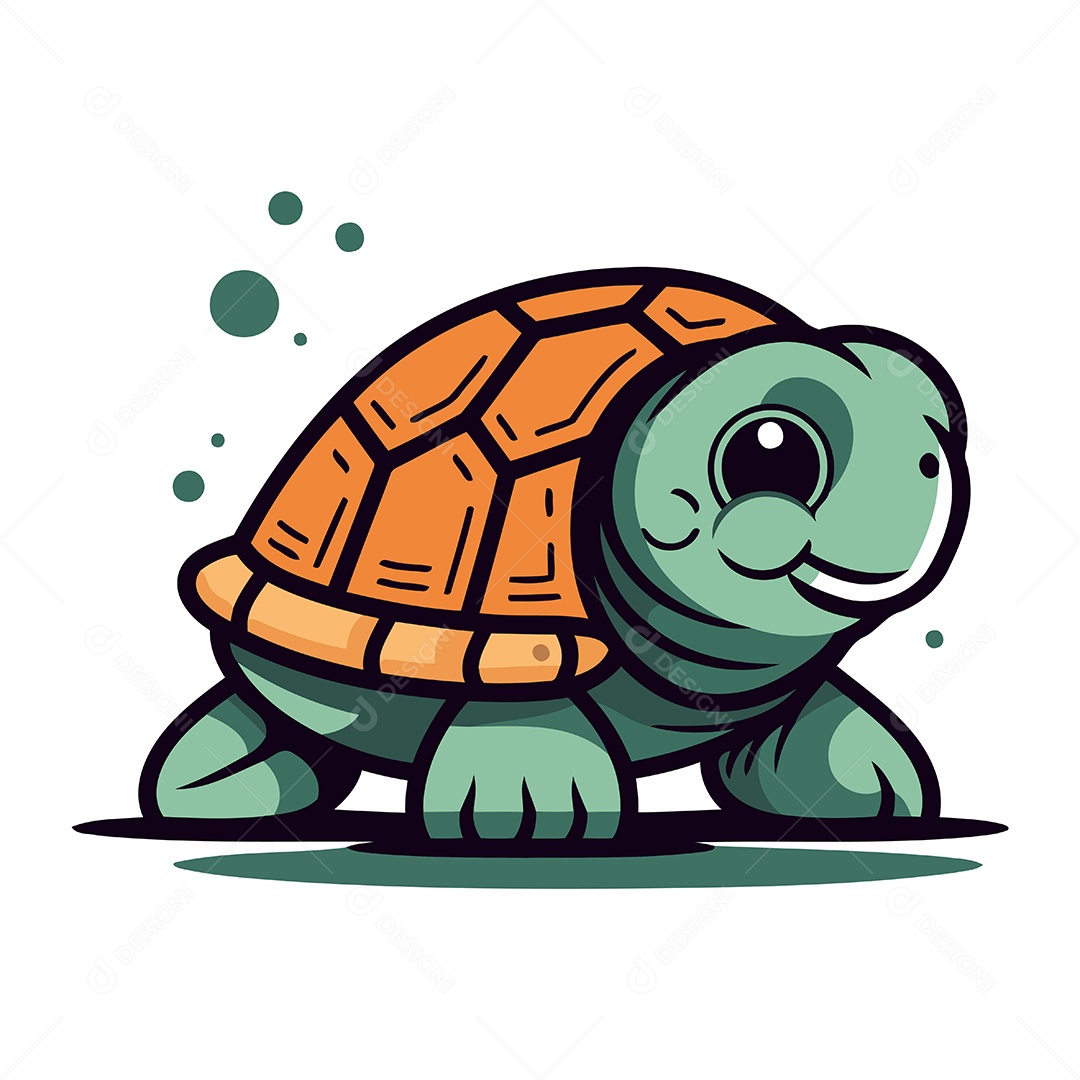 Tartaruga de Desenho Animado Ilustração Vetor EPS