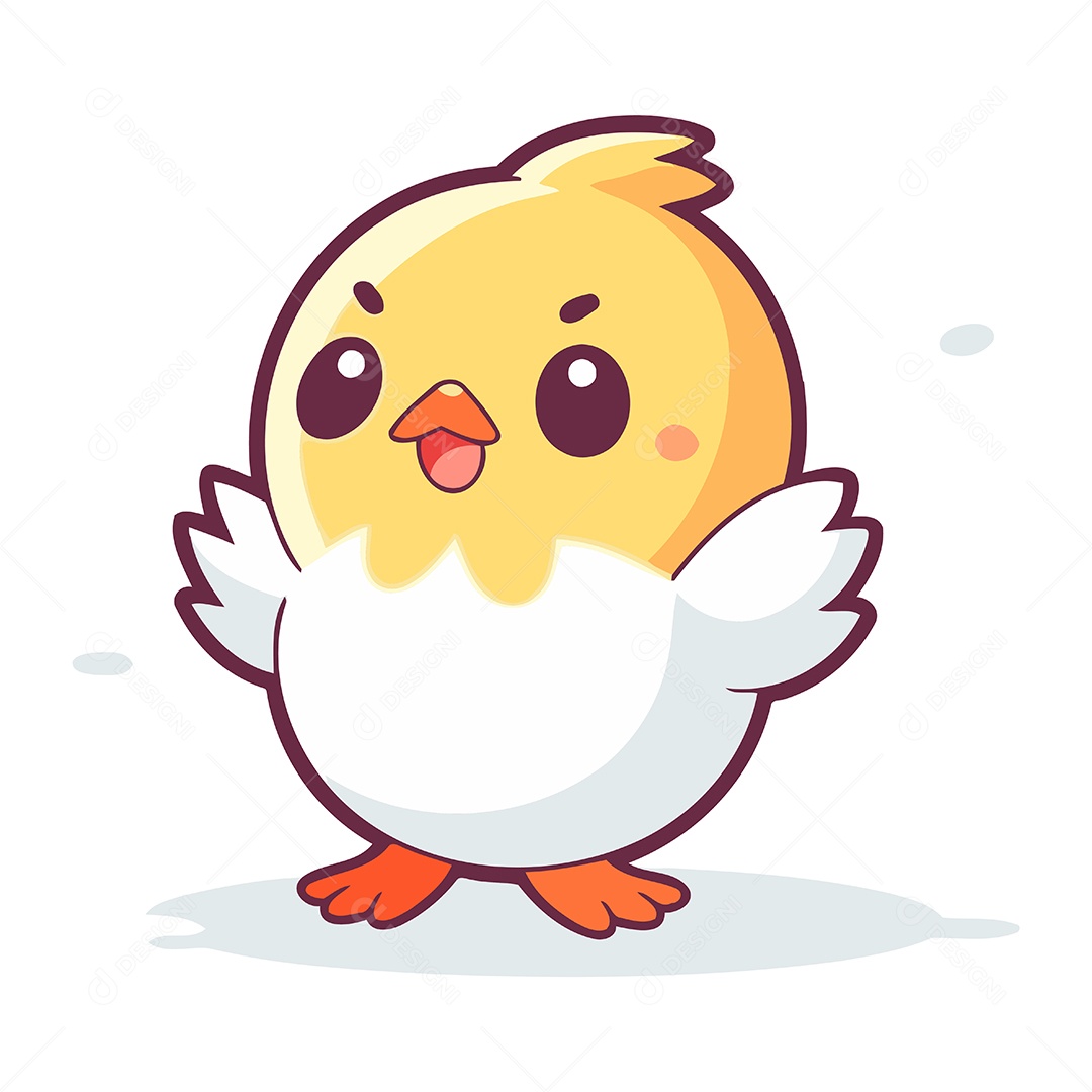 Pintinho Fofo de Desenho Animado Ilustração Vetor EPS