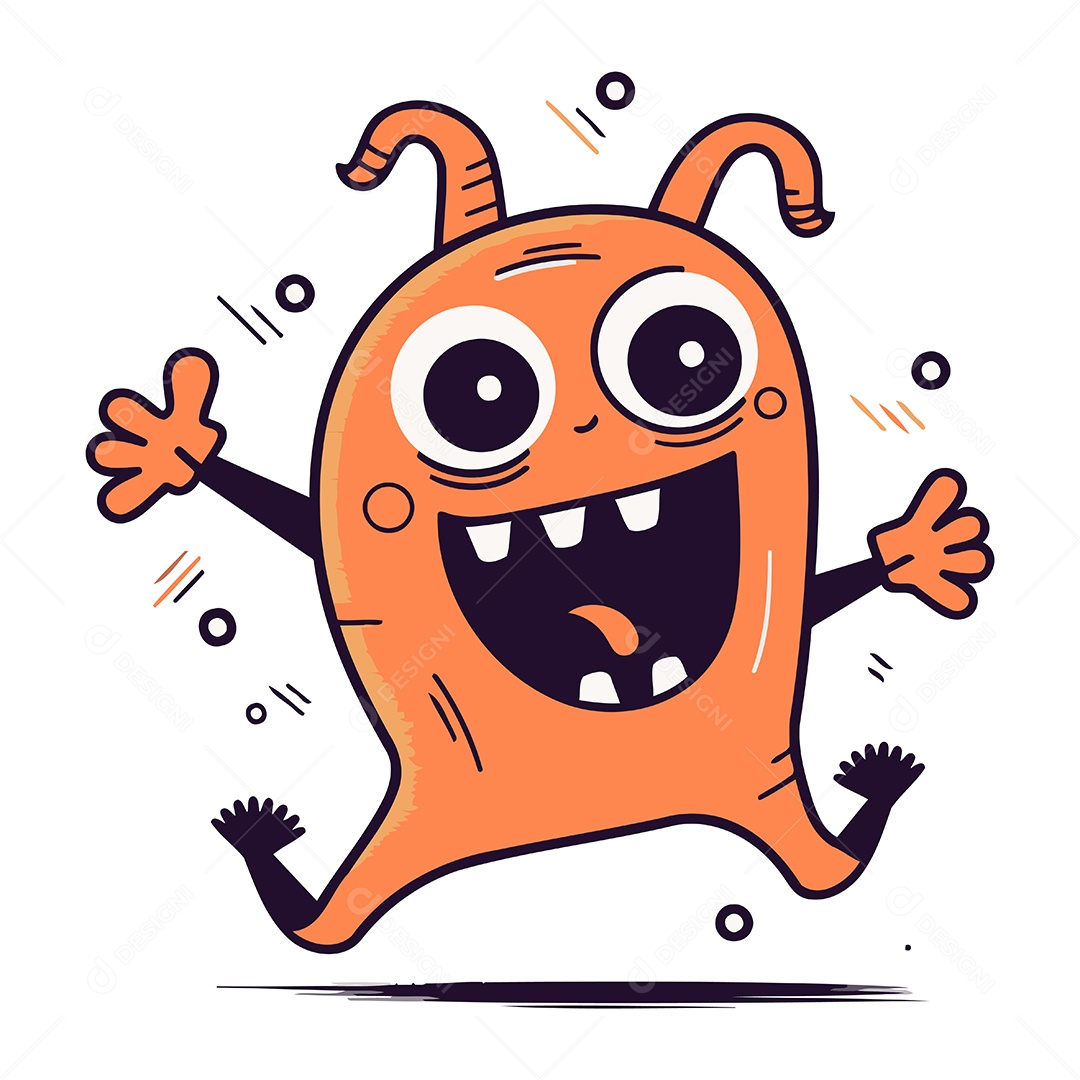 Monstro Engraçado de Desenho Animado Ilustração Vetor EPS