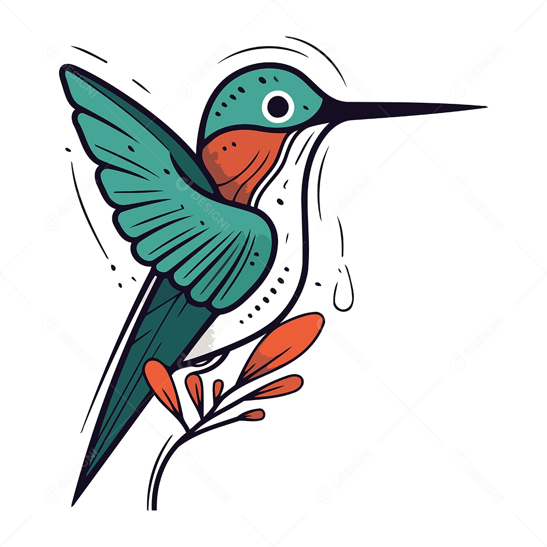 Beija Flor de Desenho Animado Ilustração Vetor EPS