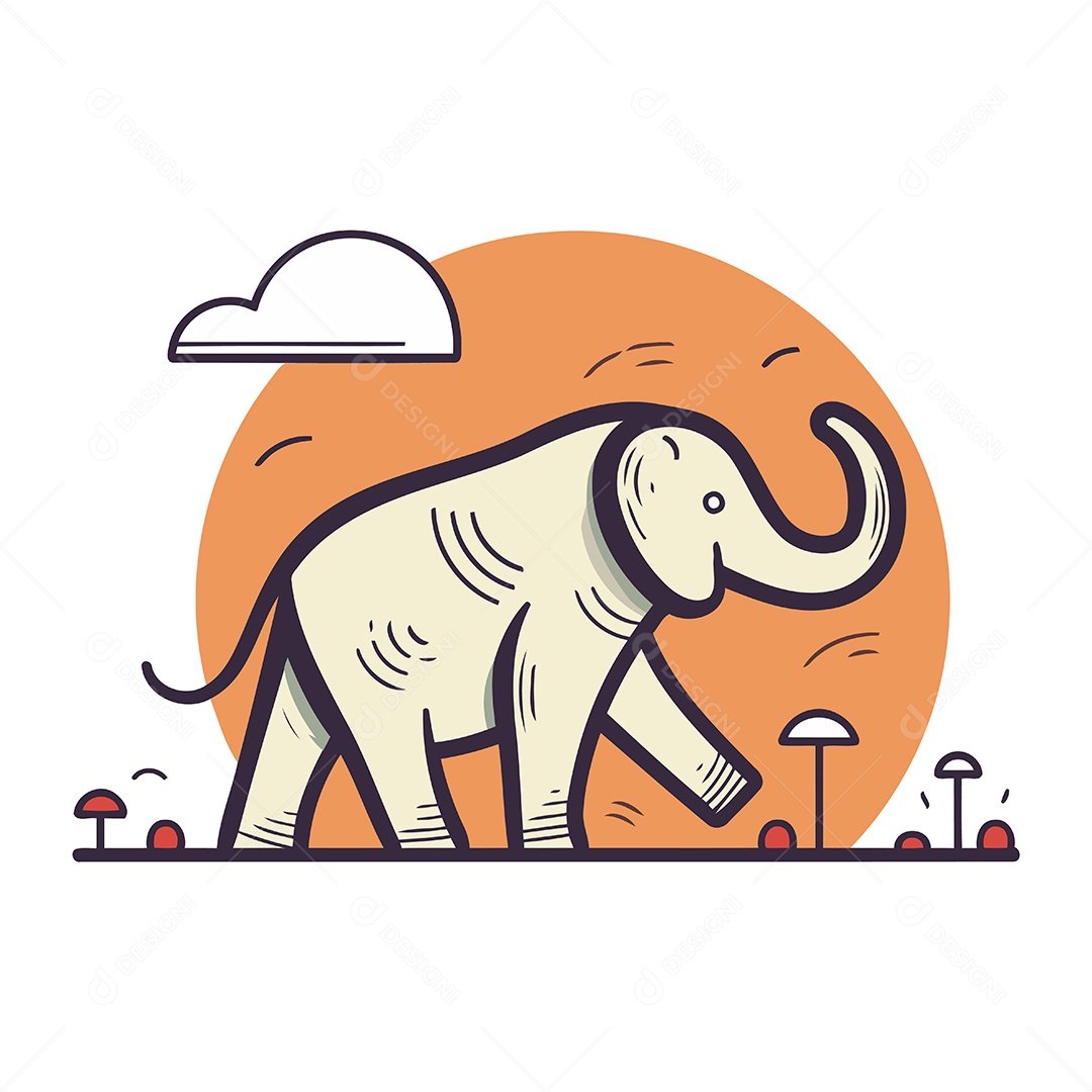 Elefante de Desenho Animado Ilustração Vetor EPS