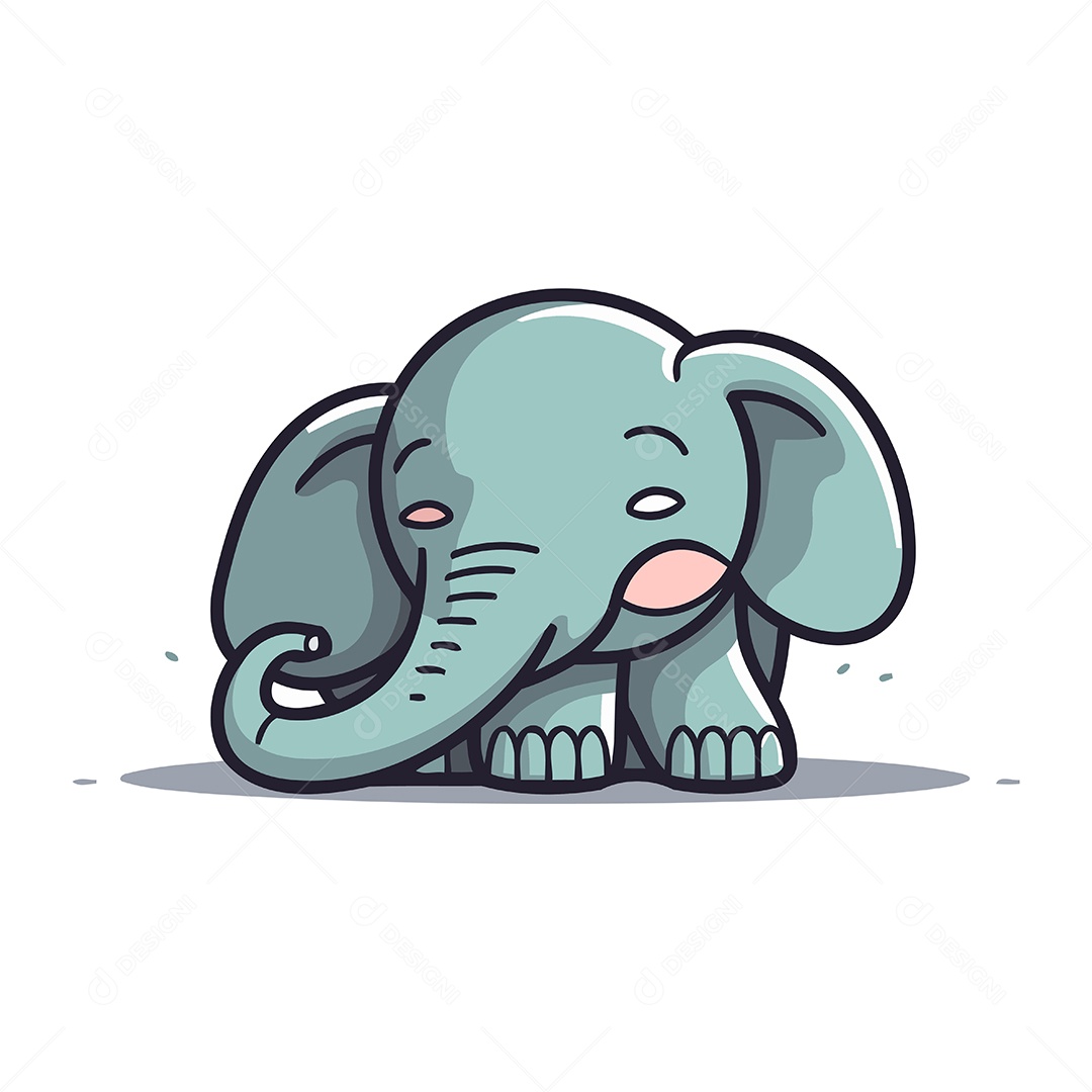 Elefante Fofo de Desenho Animado Ilustração Vetor EPS