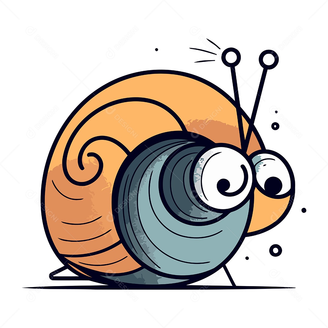 Caracol Fofo de Desenho Animado Ilustração Vetor EPS