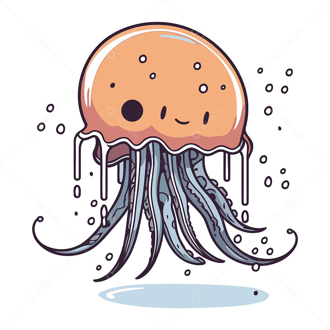 Água Viva de Desenho Animado Ilustração Vetor EPS