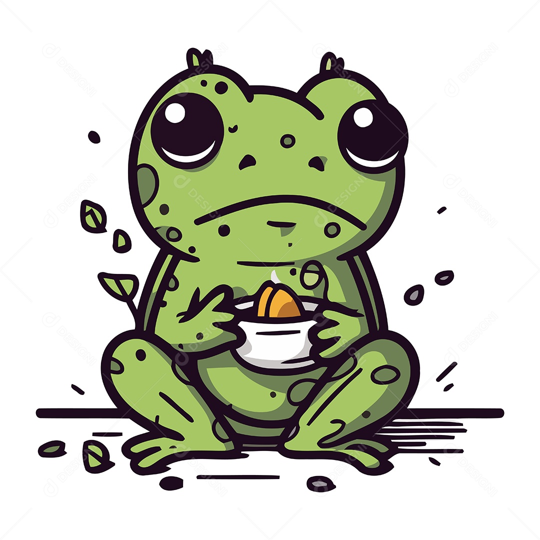 Sapo Fofo de Desenho Animado Ilustração Vetor EPS