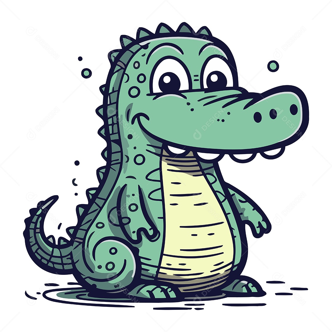 Crocodilo Fofo de Desenho Animado Ilustração Vetor EPS