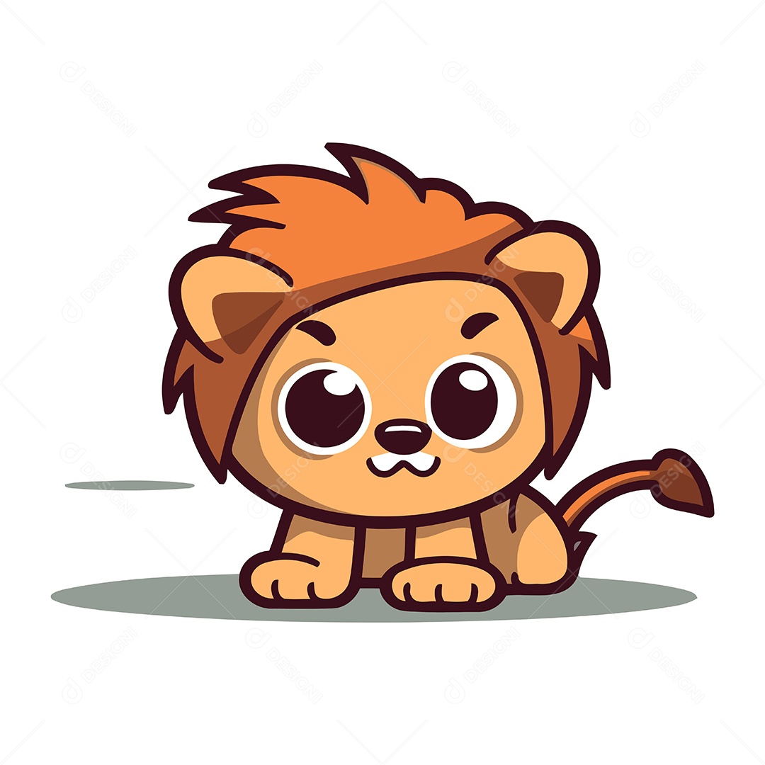 Filhote de Leão Fofo Ilustração Vetor EPS