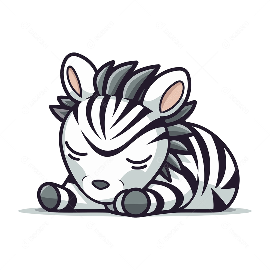 Zebra Dormindo Desenho Animado Ilustração Vetor EPS