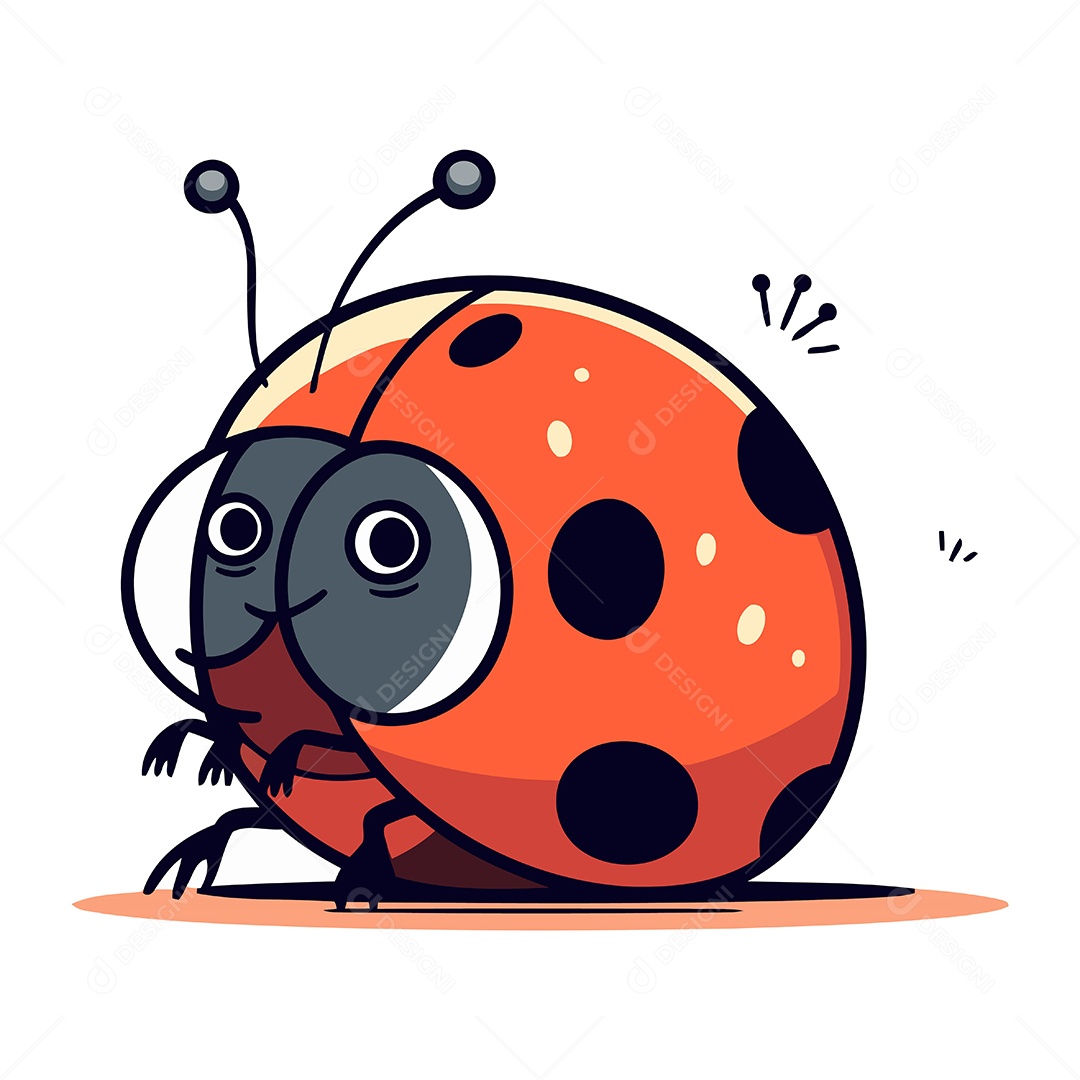 Joaninha de Desenho Animado Ilustração Vetor EPS