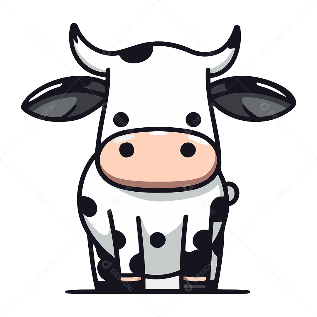 Vaca Fofa de Desenho Animado Ilustração Vetor EPS
