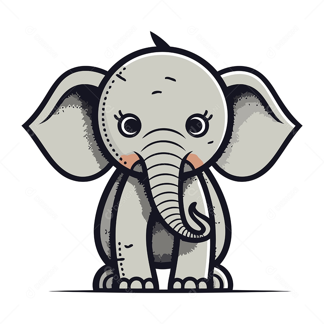 Elefante Fofo de Desenho Animado Ilustração Vetor EPS