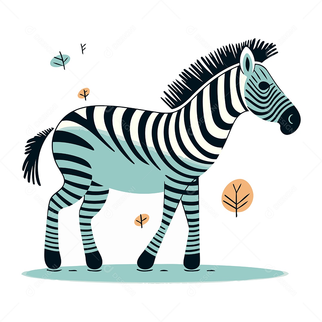 Zebra Fofa de Desenho Animado Ilustração Vetor EPS