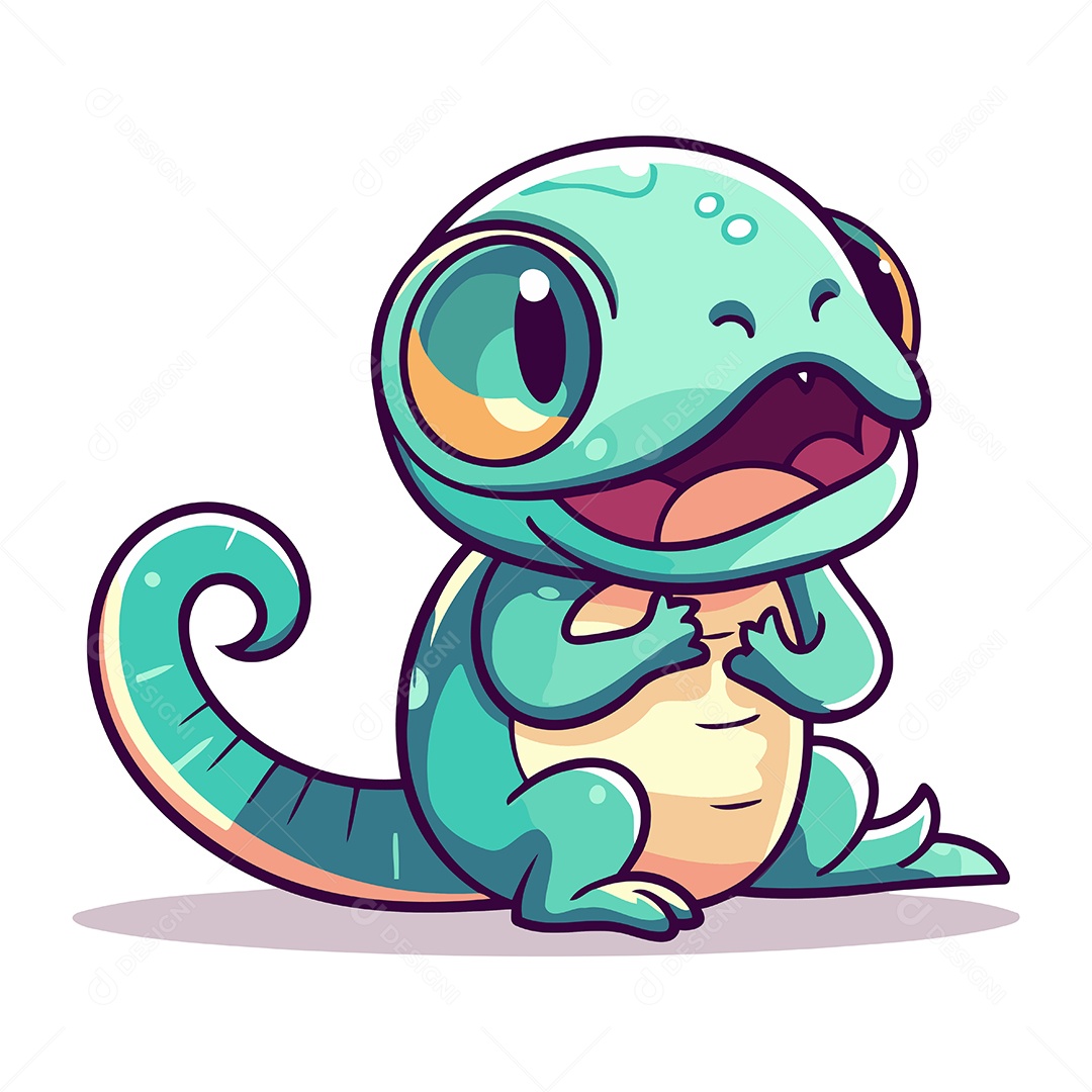 Lagarto Fofo de Desenho Animado Ilustração Vetor EPS