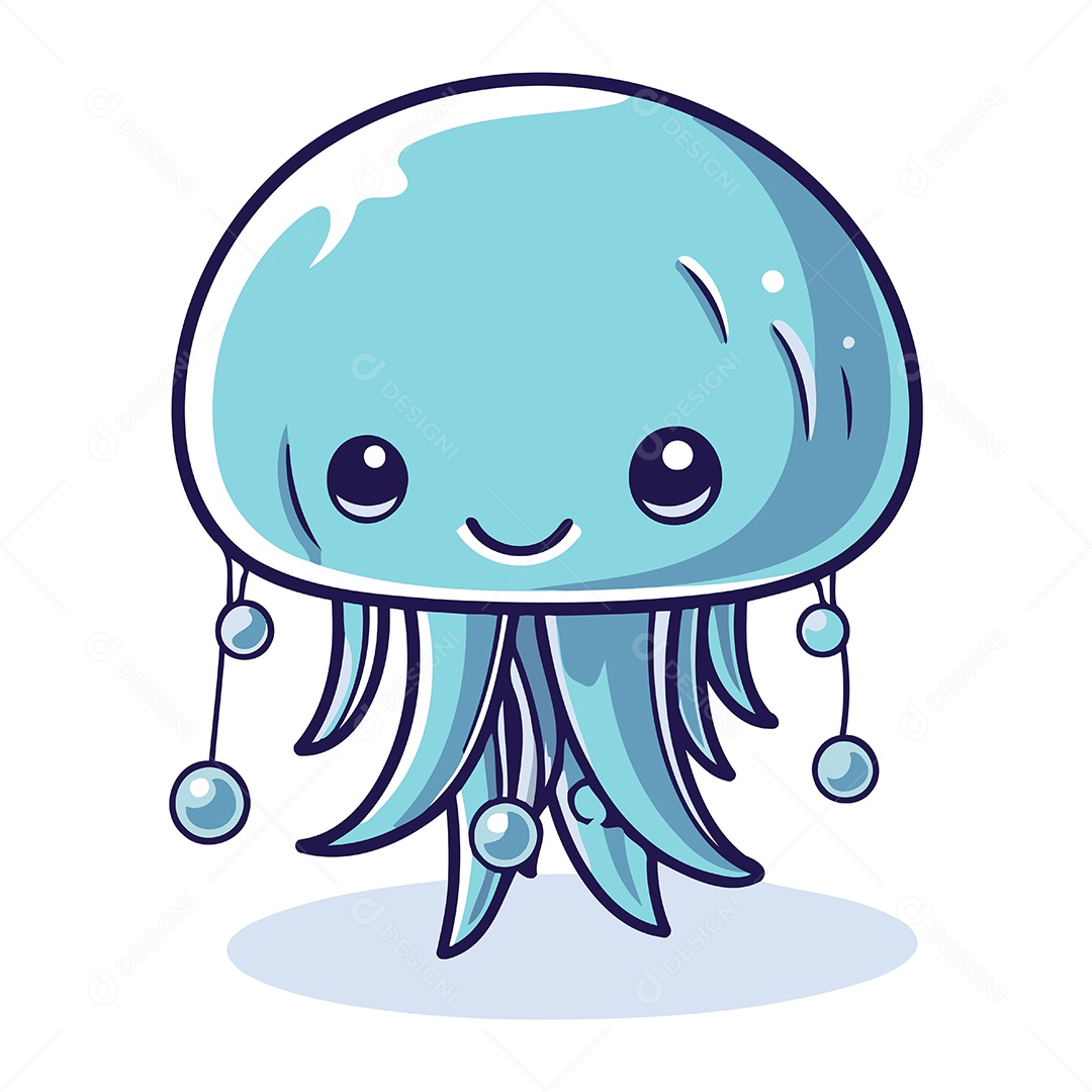 Água Viva Fofa de Desenho Animado Ilustração Vetor EPS