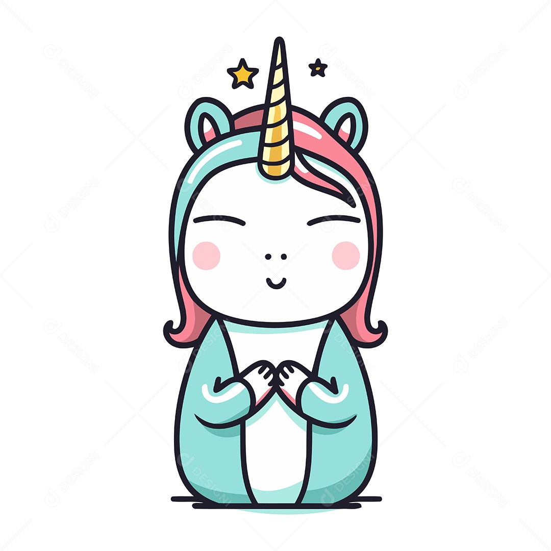 Unicórnio Fofo de Desenho Animado Ilustração Vetor EPS