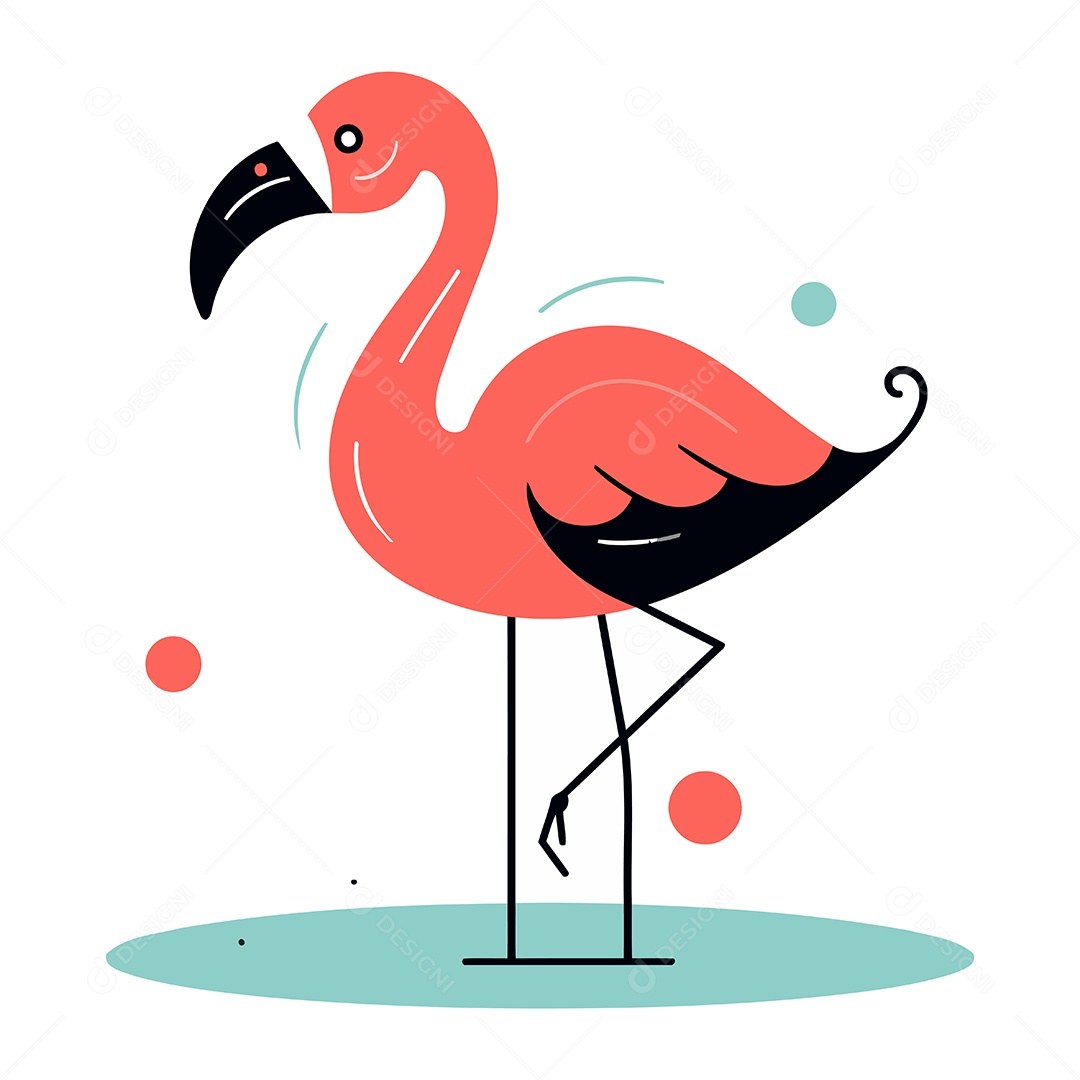 Flamingo de Desenho Animado Ilustração Vetor EPS