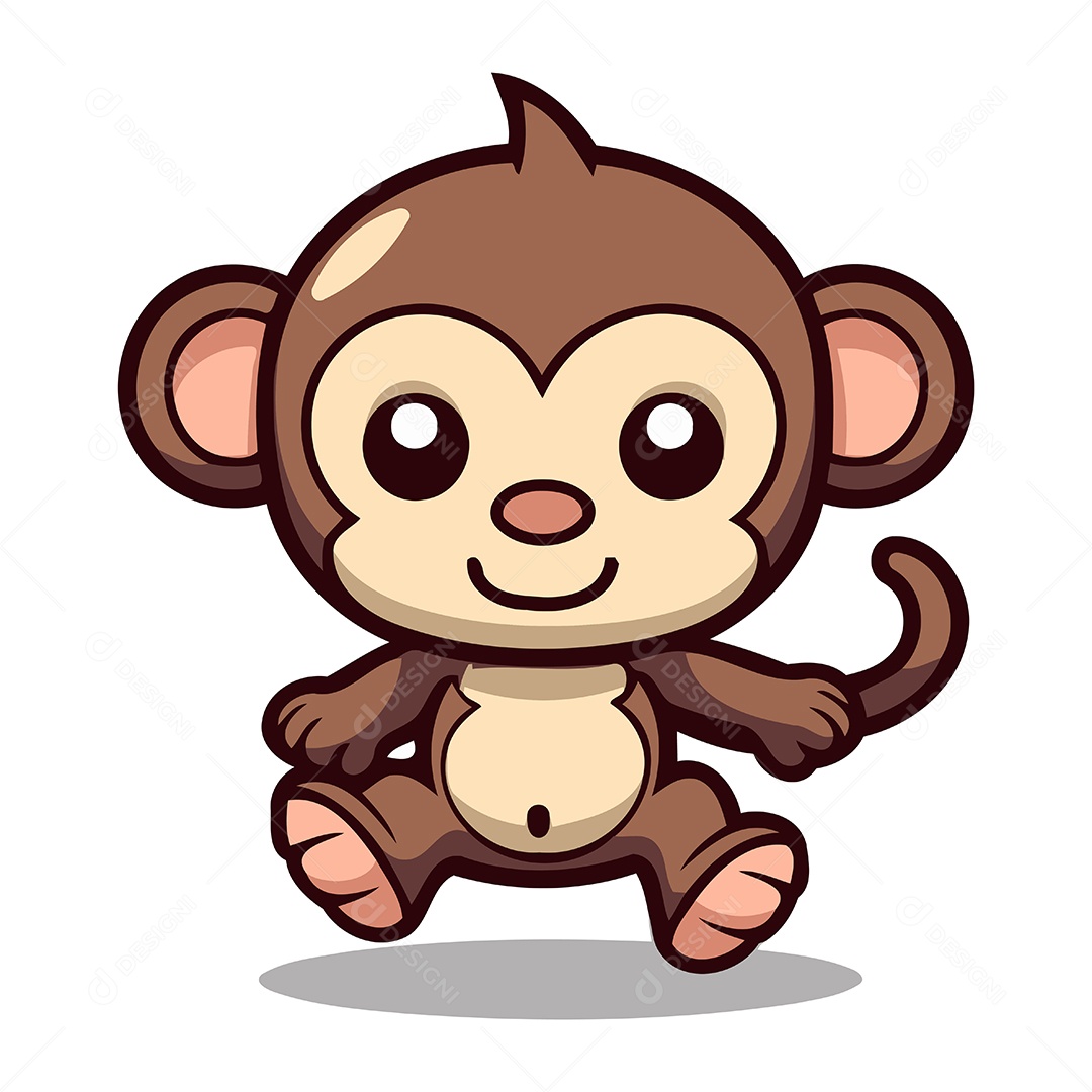 Macaco Fofo de Desenho Animado Ilustração Vetor EPS