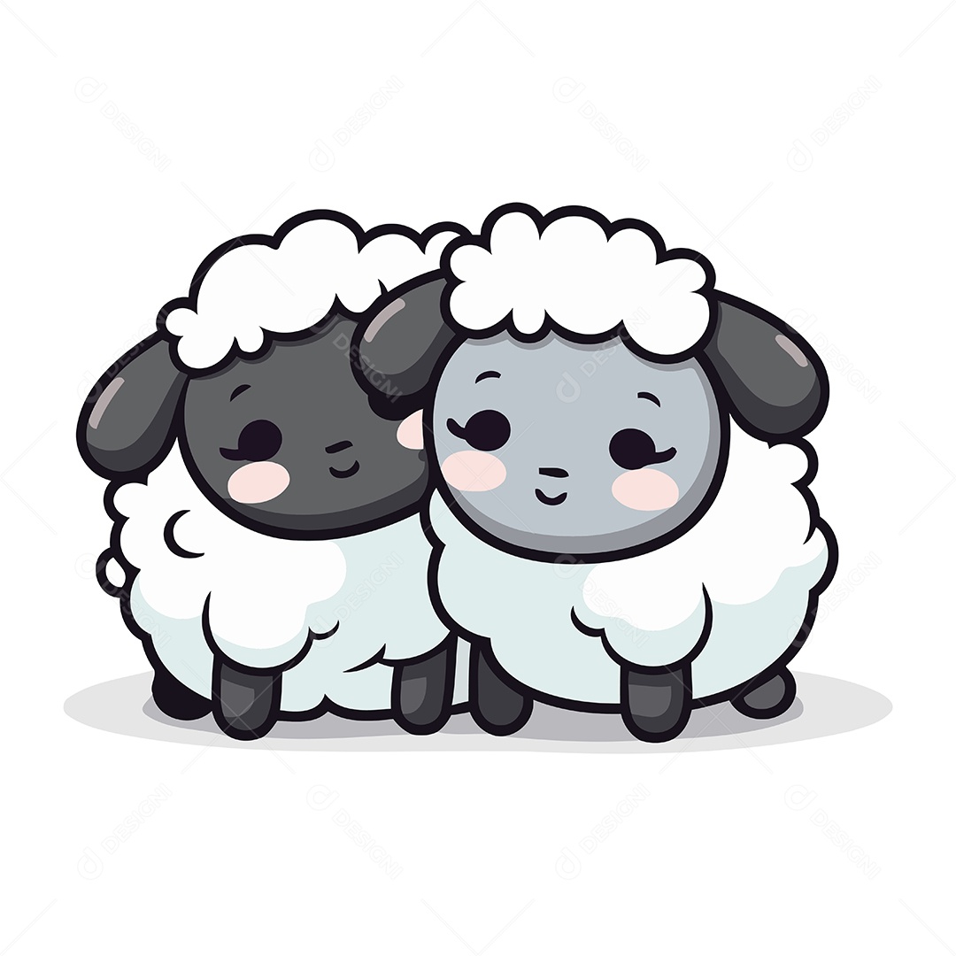 Ovelhas de Desenho Animado Ilustração Vetor EPS