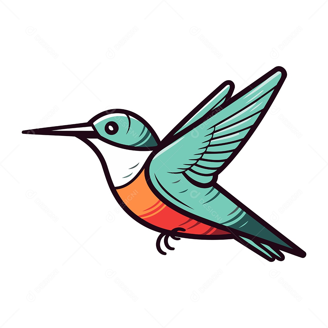 Beija Flor de Desenho Animado Ilustração Vetor EPS