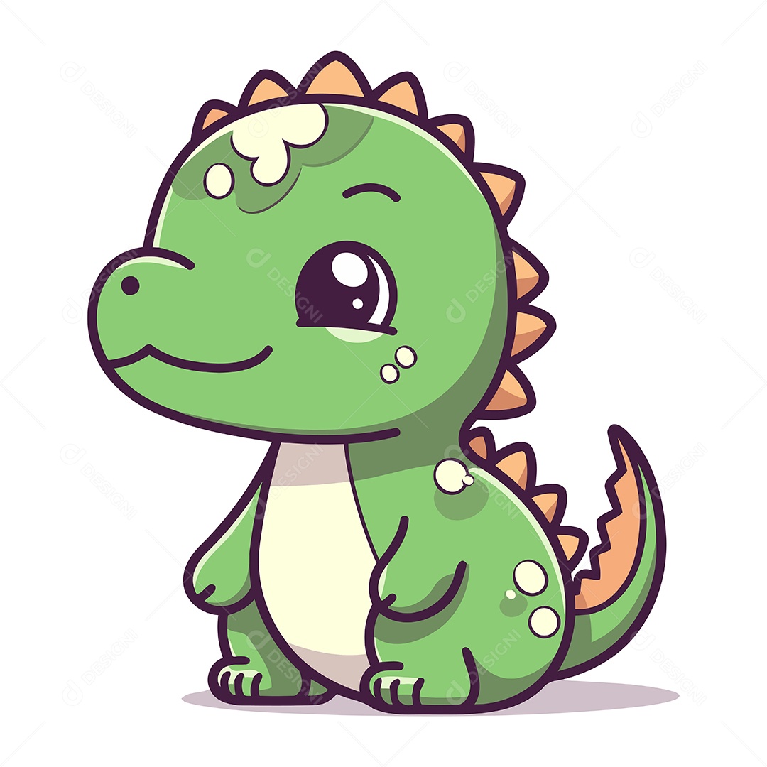 Dinossauro Fofo de Desenho Animado Ilustração Vetor EPS