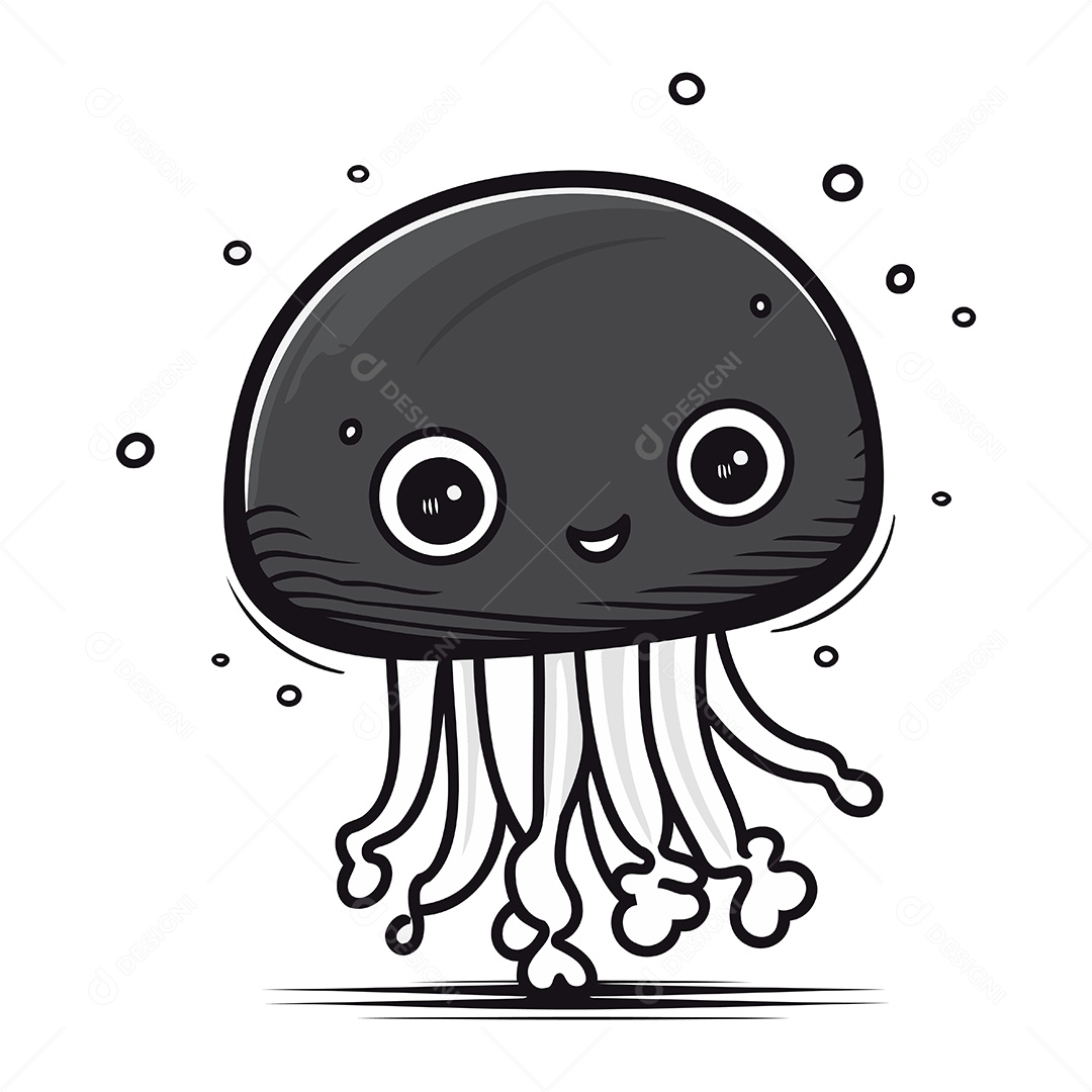 Água Viva Fofa de Desenho Animado Ilustração Vetor EPS