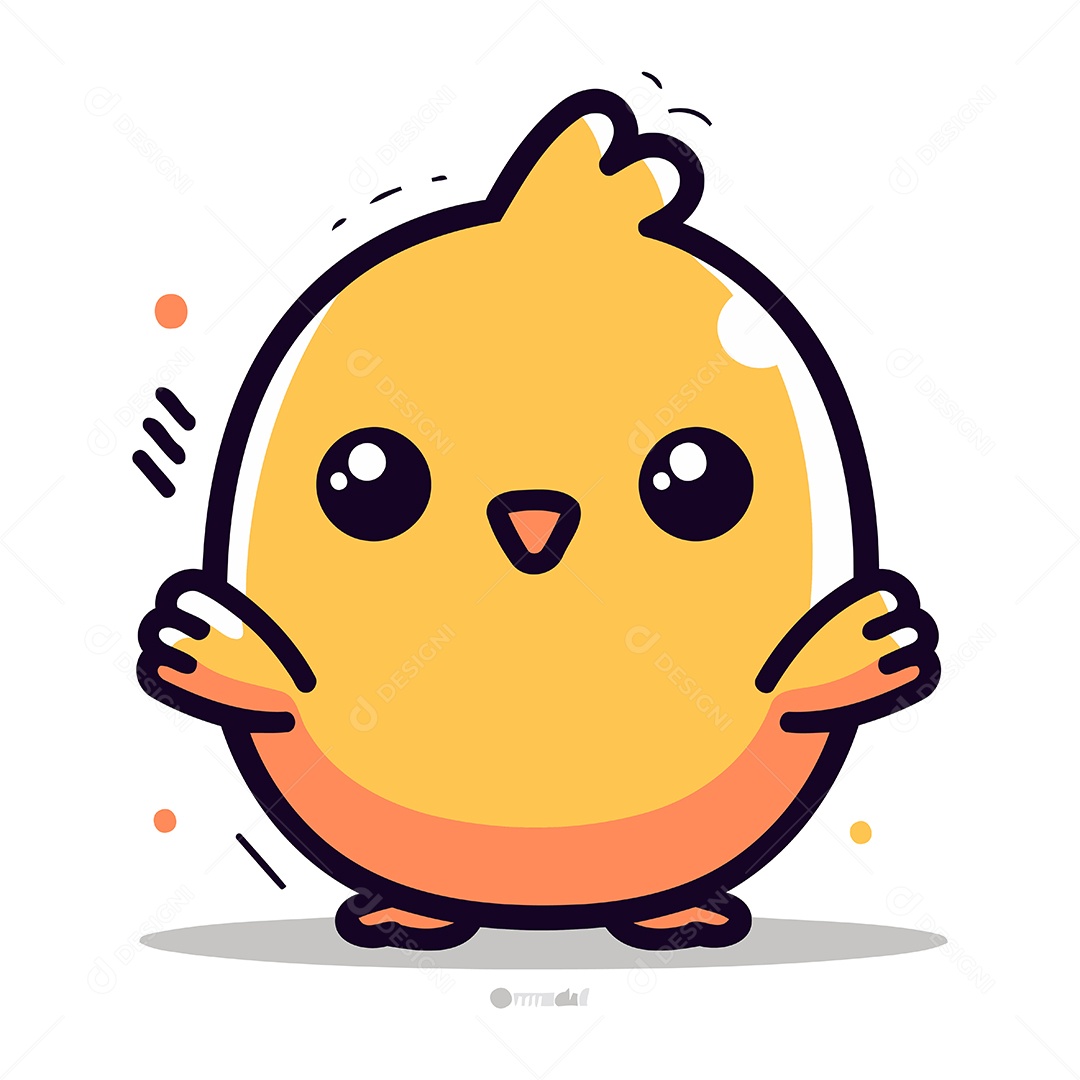 Pintinho Fofo de Desenho Animado Ilustração Vetor EPS